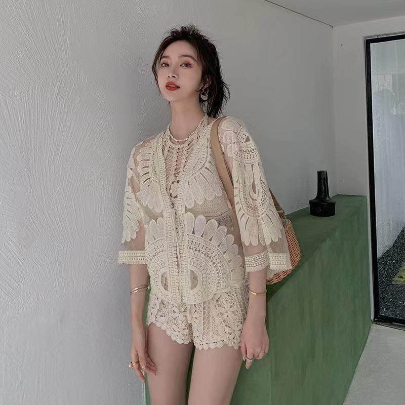 Sunflower beach lace cardigan, sun protection jacket,