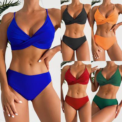 Split swimsuit women's cross suspender bikini