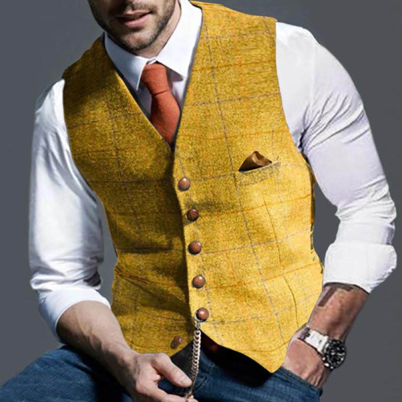 Plaid vest for men's fashion 格纹马甲背心男潮