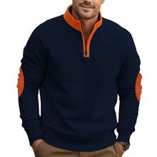 Color blocked stand up collar pullover half zip long