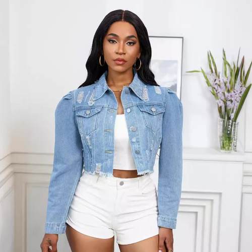 Wear and tear denim jacket for women 磨破破洞牛仔外套女