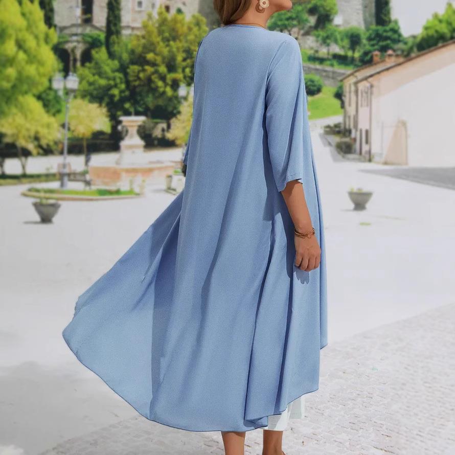 Women's printed dress with two camisoles, long skirt, and