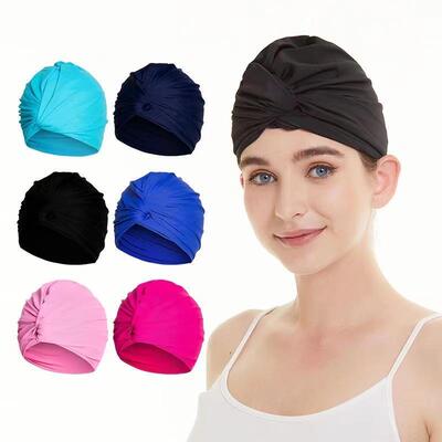 Swimming cap for women, enlarged ear protection fabric,
