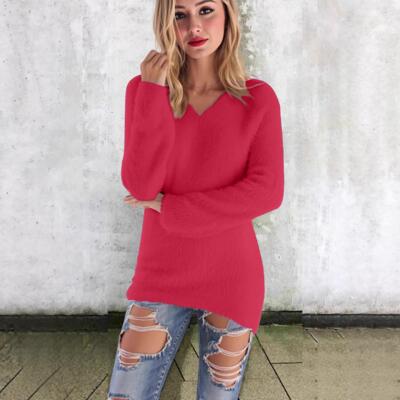 Women's V-neck thick long sleeved sweatshirt made of velvet