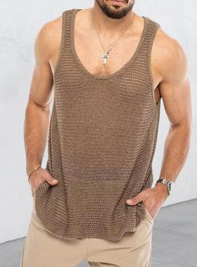 Men's sweater vest, sleeveless knitted vest, sub sport