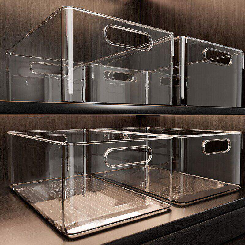 收纳筐亚克力收纳盒透明整理杂物零食桌面长方形储物塑料盒子书本