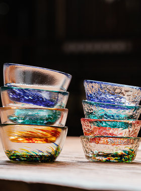 彩色琉璃杯清酒杯果酒桃花酒杯