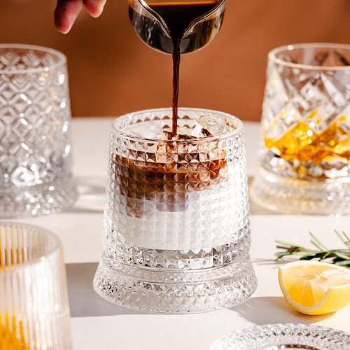 创意旋转咖啡杯子ins风dirty咖啡杯澳白复古拿铁杯带底座玻璃杯