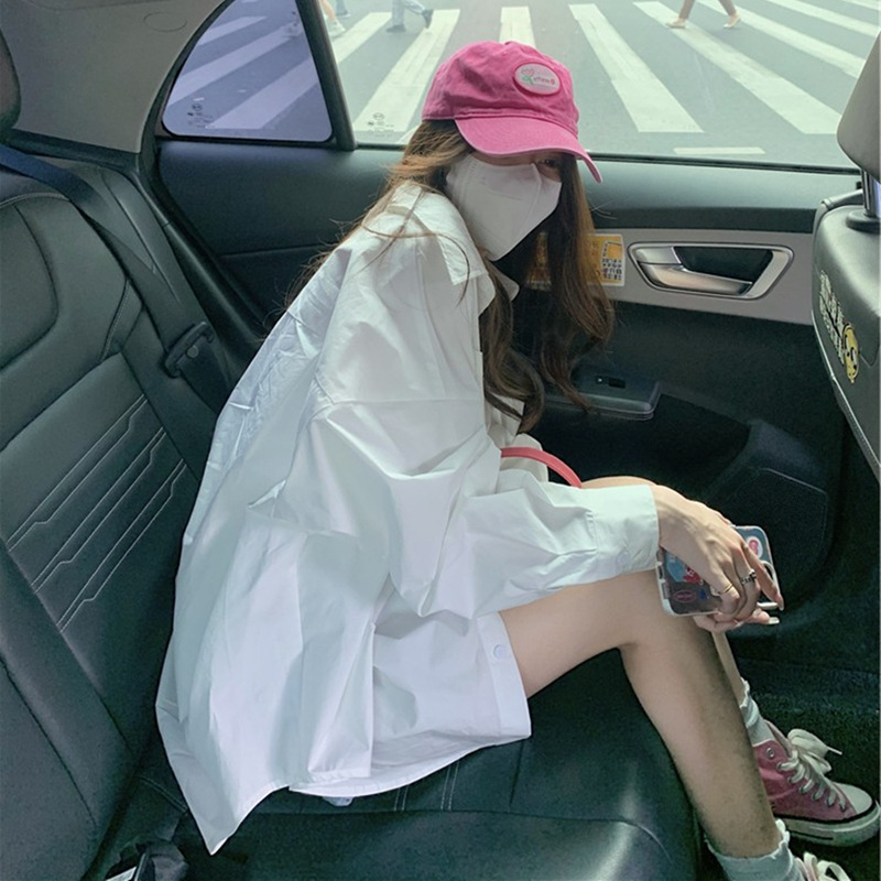 纯棉仿天丝白色衬衫女夏季2024新款设计感小众薄款衬衣