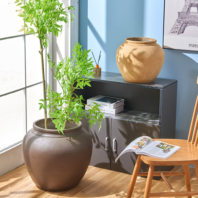 侘寂风水泥花盆仿粗陶陶罐花瓶插花复古做旧老式瓦罐坛子软装摆件,鲜花速递/花卉仿真/绿植园艺,花盆,淘宝优惠券,粉丝福利购,淘宝优惠卷