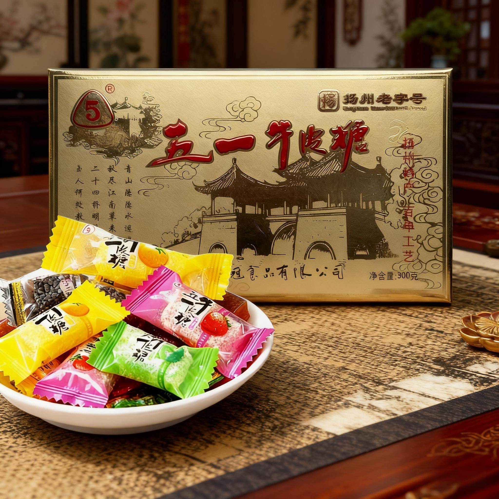 五一牛皮糖混合口味什锦传统糖果礼盒装正宗扬州老字号软糖300g