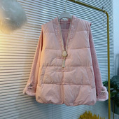 大码 国风轻奢盘扣刺绣v领加棉马甲小衫 女装 新中式 2025冬季 款 套装