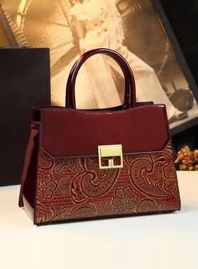 新款2025简约大气时尚蕾丝包中年女包妈妈包包真皮大包单肩斜挎包