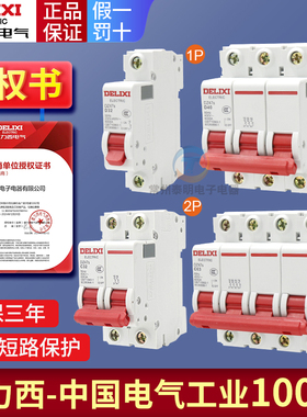 德力西电气1P空气开关2P家用32a63a三相3P断路器DZ47S4P空开电闸
