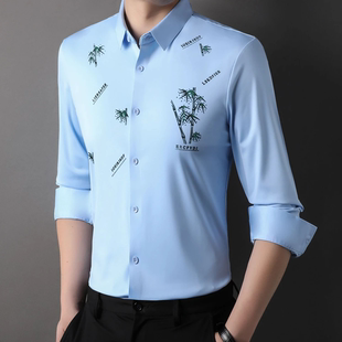 高弹春秋条纹百搭时尚 乡矛拉图男装 无痕衬衫 长袖 商务衬衣 2025男士