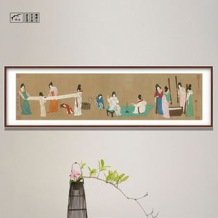 簪花仕女图挂画虢国夫人游春图捣练图客厅装饰画古代名画床头画