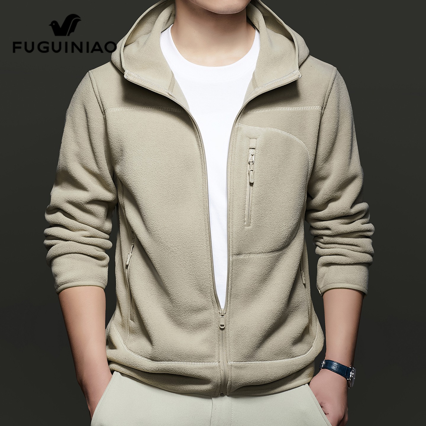 富贵鸟开衫卫衣男士潮流百搭宽松上衣服2025年秋季休闲连帽外套男