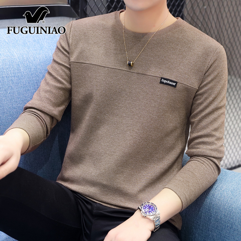 富贵鸟圆领长袖t恤男士秋季新款