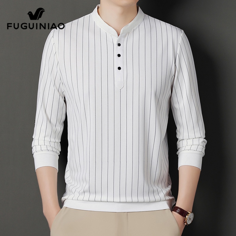 富贵鸟条纹长袖t恤男士秋季新款