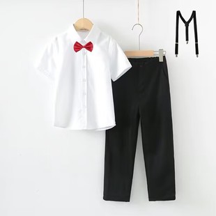 男童演出服主持人走秀朗诵合唱钢琴表演礼服儿童白衬衫黑裤子套装