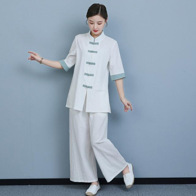 中国风禅意女装棉麻茶艺服禅修服
