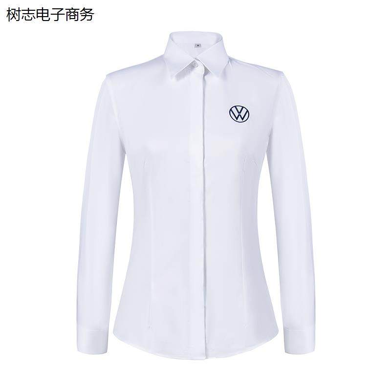 新款一汽大众工作服汽车4S店工装衬衣隐藏纽扣长袖白衬衣新标logo