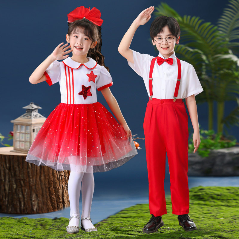 新款六一儿童合唱演出服小学生男
