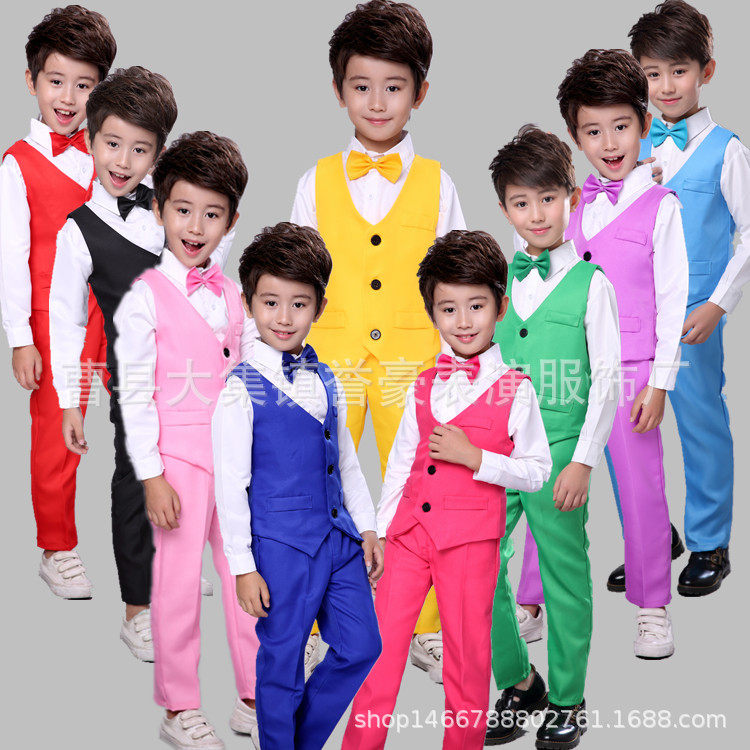 男童礼服马甲套装男孩主持人儿童表演中小学生大合唱演出朗诵服装