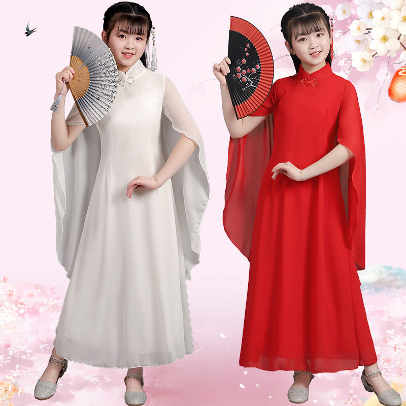 儿童款古筝演出服女中大童仙女