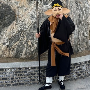 猪八戒演出服装耙子道具西游记猪八戒衣服兵器全套面具头套肚皮