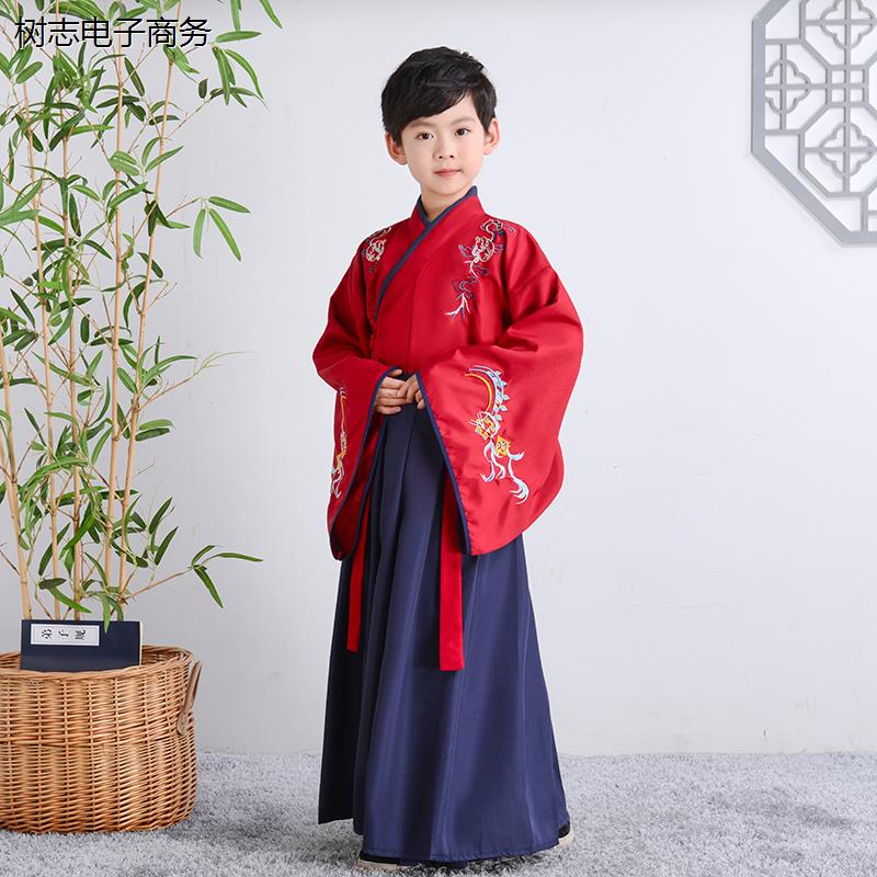 儿童国学汉服中国风小学生古装朗诵三字经男女书童弟子规演出服装