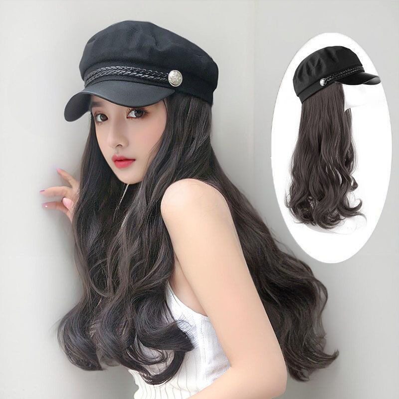 时尚网红帽子带帽假发女气质长