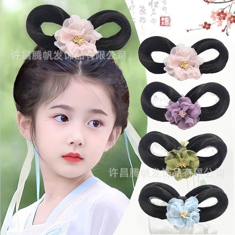 儿童汉服假发发包一体式抓夹发髻