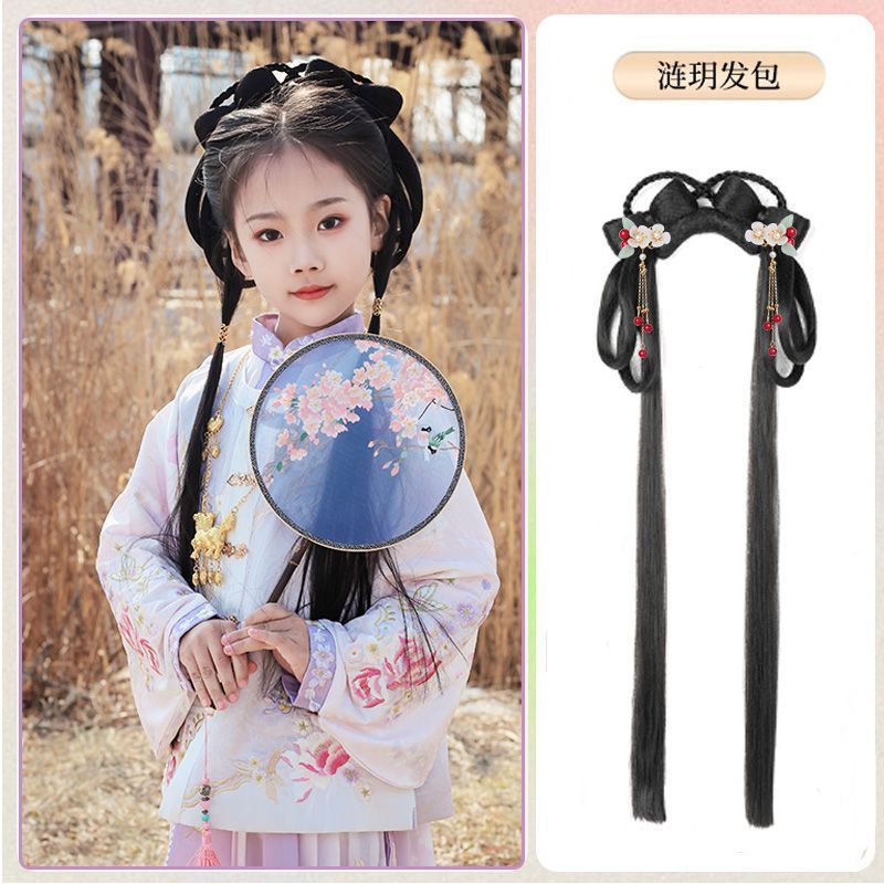古装汉服儿童发箍假发一体式古风