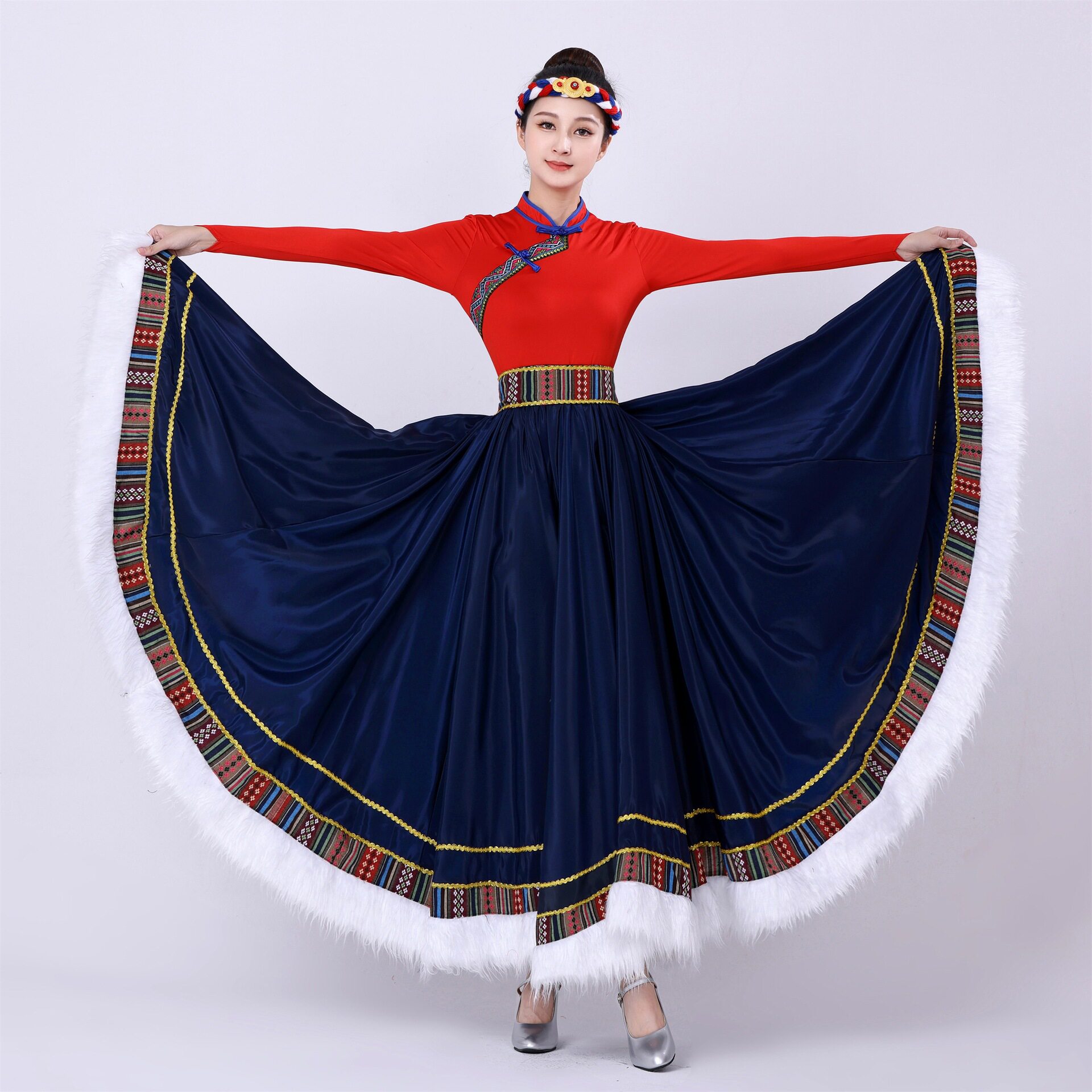 藏族舞蹈演出服装女广场舞套装