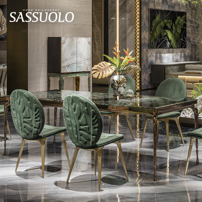 萨索罗轻奢餐桌奢石四脚