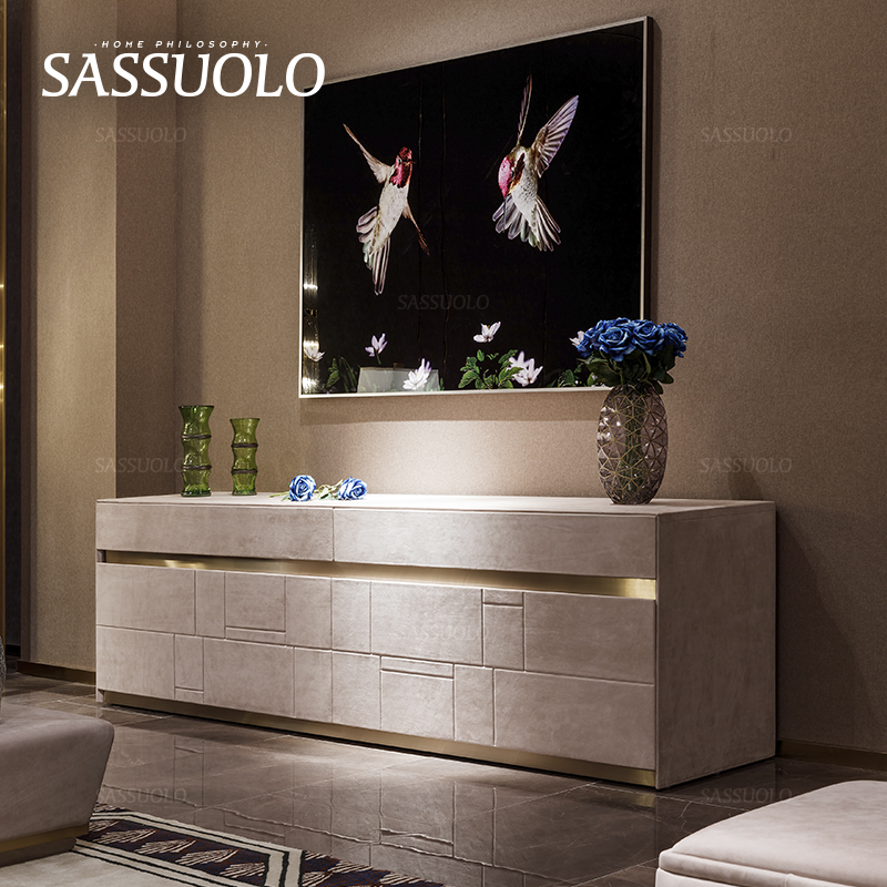 意大利灰色长方形轻奢风六斗柜