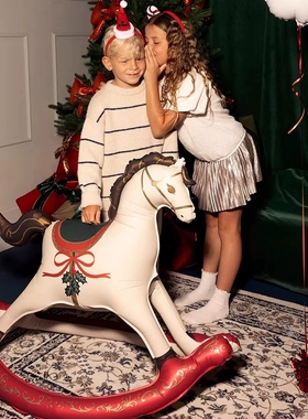 Christmas Rocking Horse Foil Balloon摇摇木马立体圣诞节气球