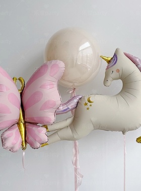 独角兽猫咪公主户外生日周岁birthday party派对气球套装布置装饰