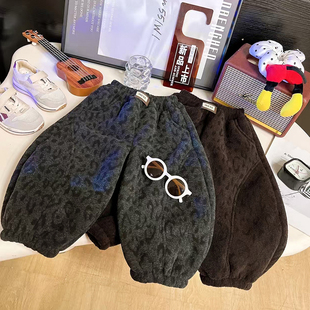 女童冬装裤子2025新款洋气儿童时髦加绒加厚弯刀裤女孩冬季休闲裤