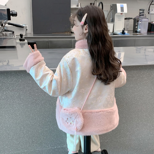 女童外套2025新款秋冬装儿童洋气汉服国风新中式冬季女孩网红棉服