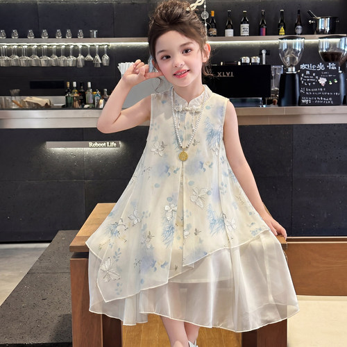 女童连衣裙夏季2026新款洋气儿童时髦国风无袖公主裙女孩夏款裙子