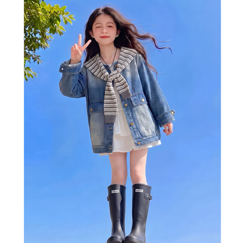 女童外套2026新款秋装儿童洋气时髦休闲牛仔上衣女孩秋季网红夹克
