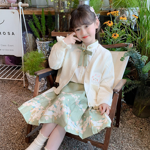 女童中式春秋裙装新款
