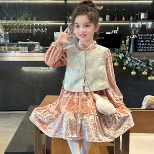 汉服女童春季2026新款洋气儿童网红爆款连衣裙两件套女孩春装裙子