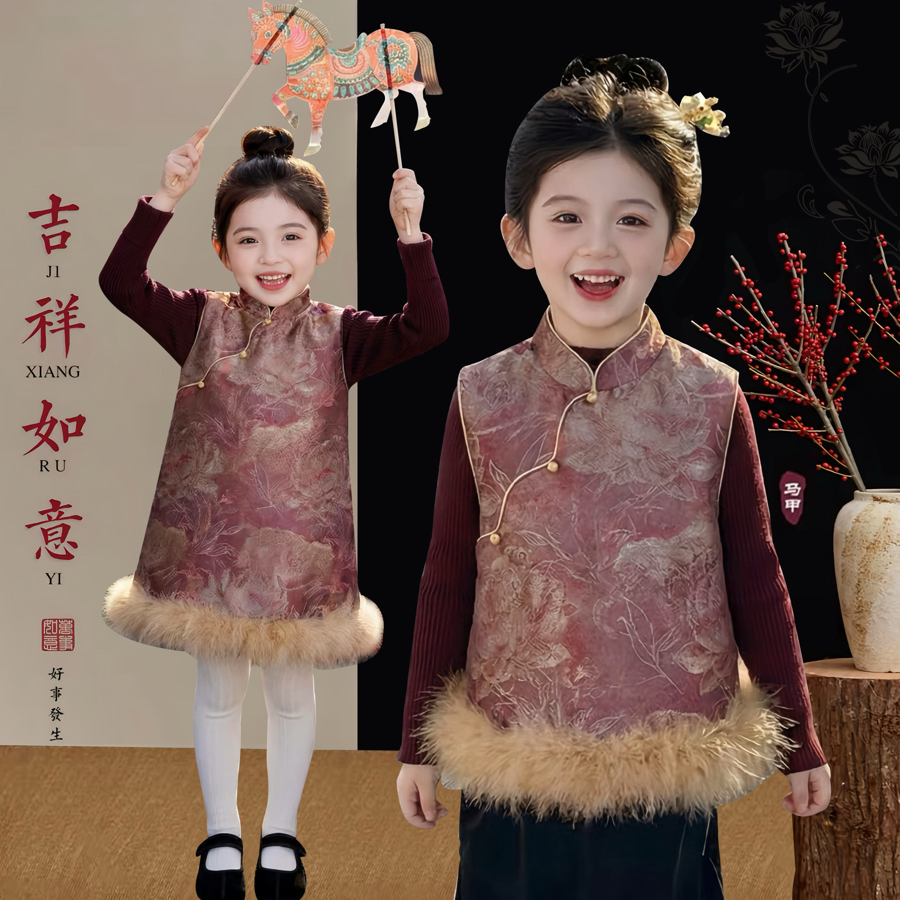 女童连衣裙冬季2025新款洋气儿童时髦中式国风公主裙女孩冬装裙子,童装/婴儿装/亲子装,连衣裙,淘宝优惠券,粉丝福利购,淘宝优惠卷