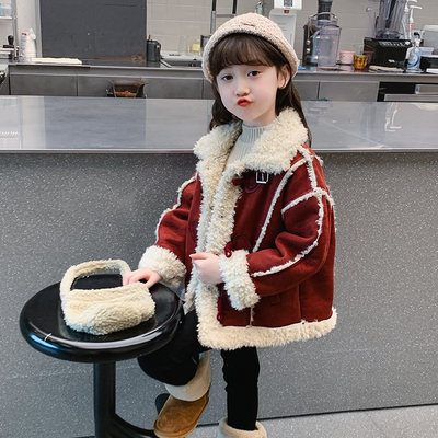 加绒秋冬翻领洋气外套女童