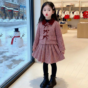 女童冬装套装2026新款儿童洋气网红过年半身裙两件套女孩冬季衣服