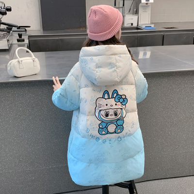 女童棉服中长款2025新款冬装儿童网红洋气加厚羽绒爆款女孩外套潮
