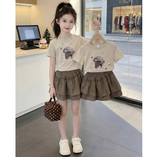 女童夏装套装2026新款儿童韩版好看卡通两件套夏季女孩网红衣服潮